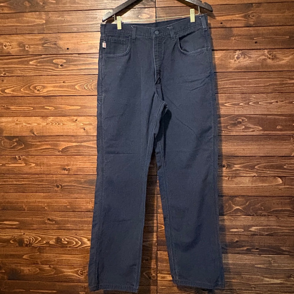 Carhartt FR Flame Resistant Work Pants Mens 34x32 Navy Blue CAT 2 FRB159-DNY